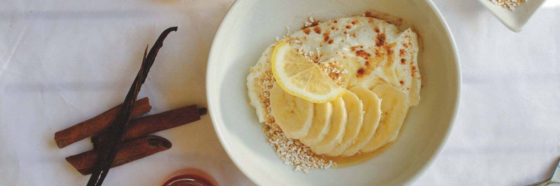 Topfen mit Banane und Vanille