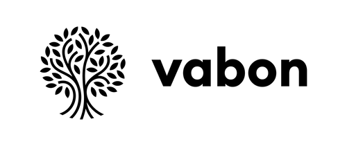 Baum in schwarz mit vabon Schriftzug in schwarz