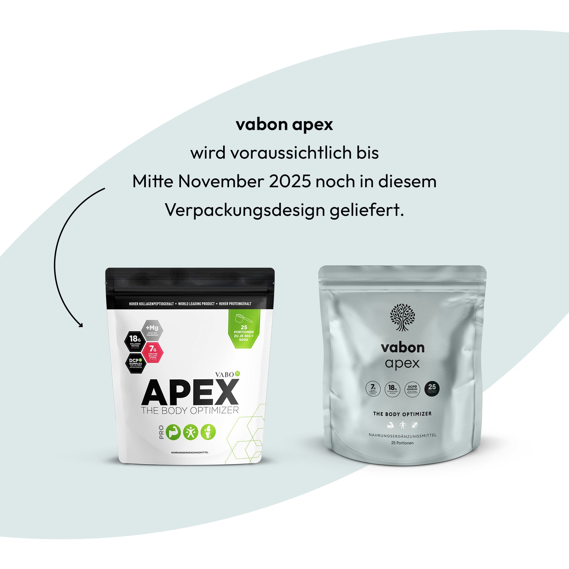 vabon apex Pouch im alten weißen Design und im neuen silbergrauen Design mit Baum-Logo. Hinweis: Lieferung bis Mitte November 2025 noch im alten Design, Produkt bleibt unverändert.
